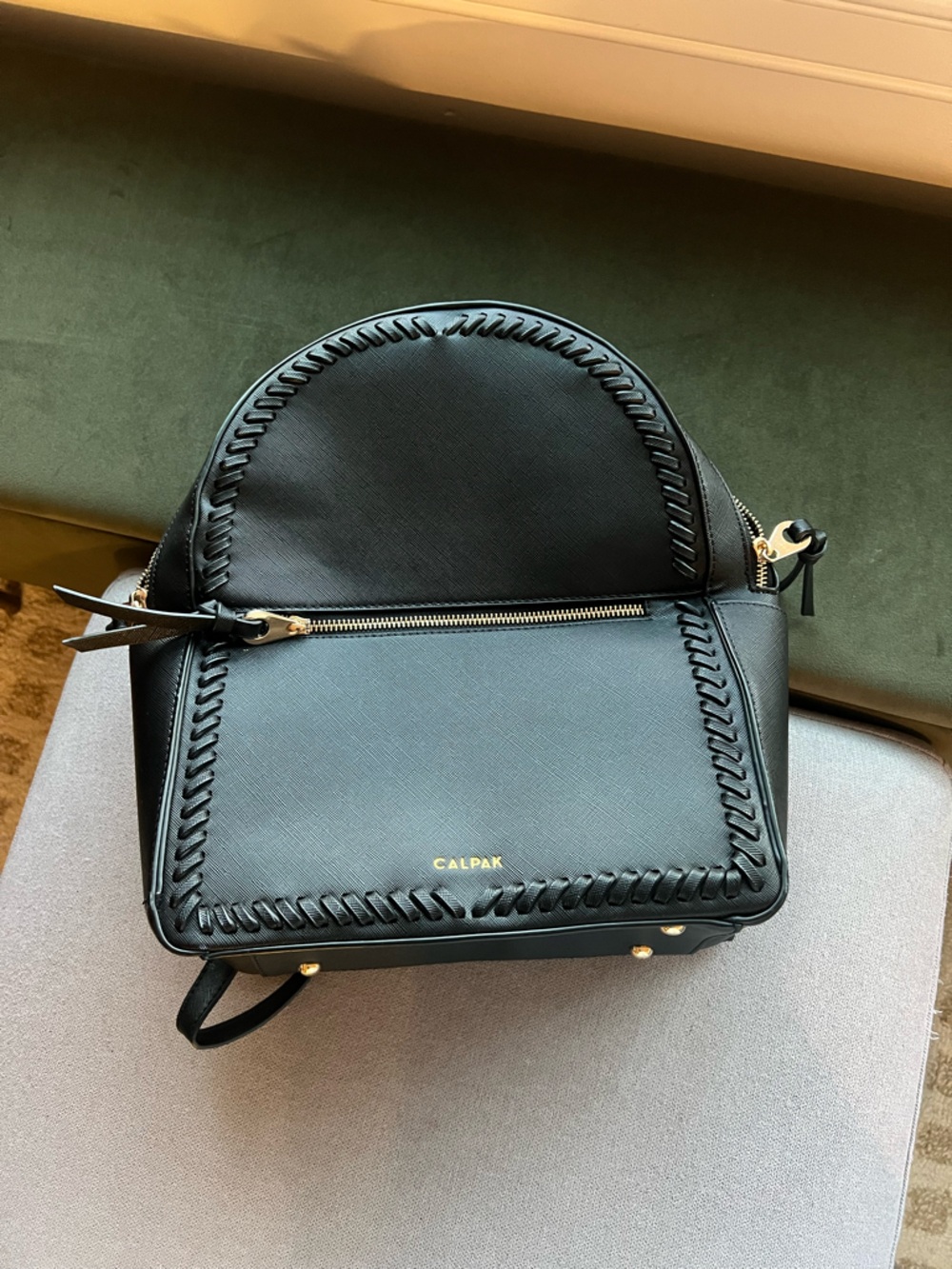 Calpak Black Woven Detail Backpack